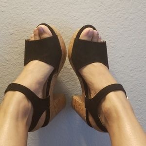 Black platform wedge sandal